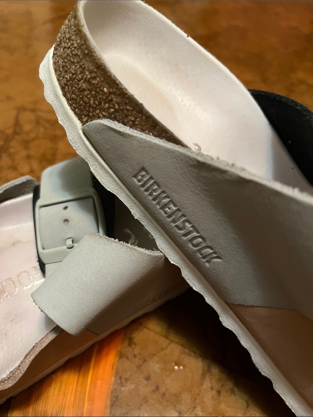 Women’s Birkenstock Two-Band Sandals in Beige and Light Gray SZ 36 - Picture 3 of 11